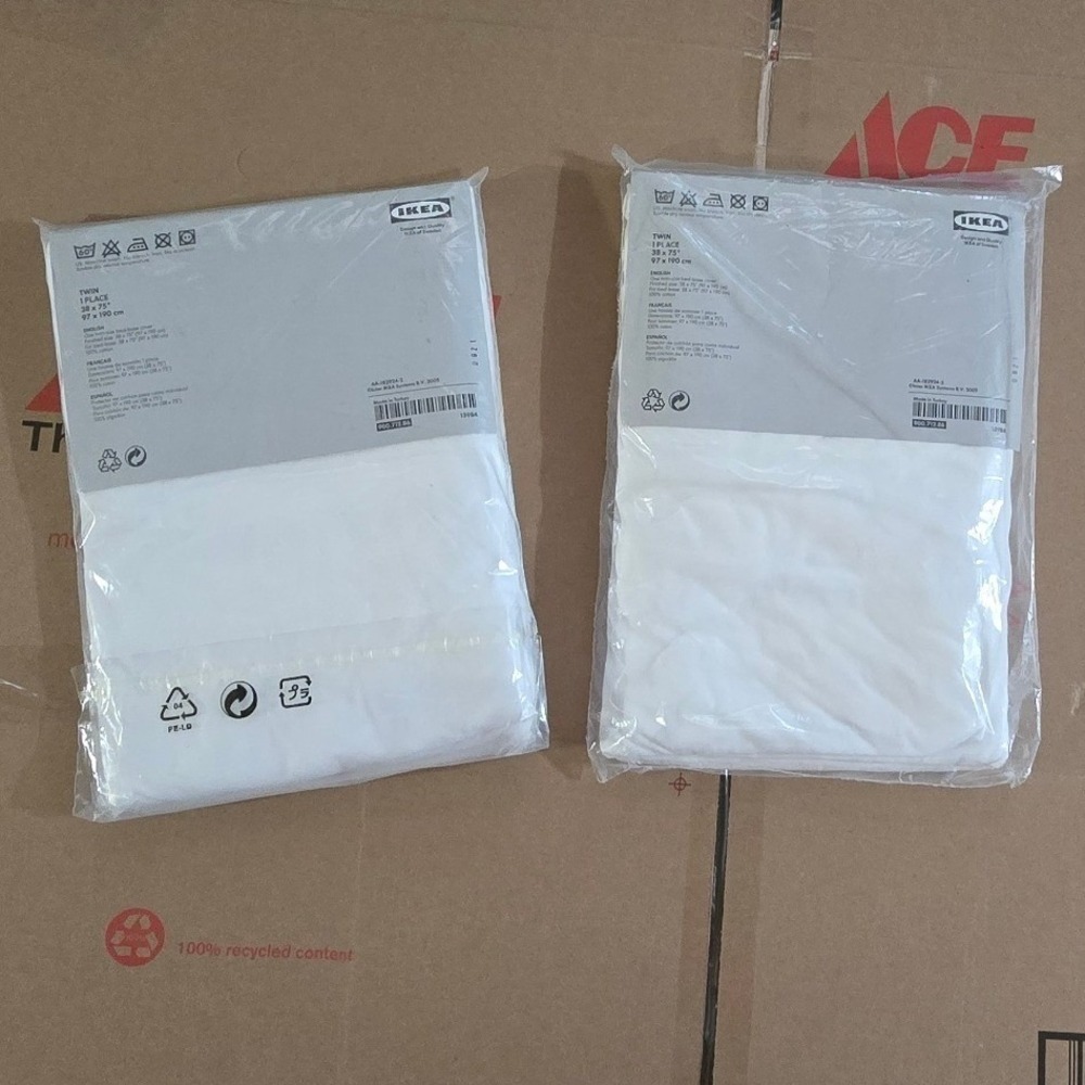 NEW SET 2 IKEA OXEL Twin white cotton bed frame box platform cover see mez